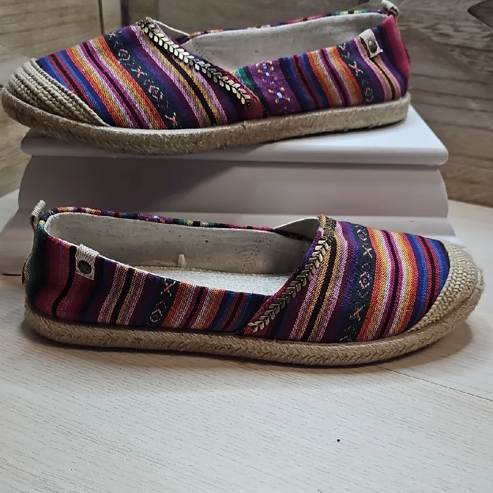 Roxy Sz 8 Flamenco J Wmn Multicolor‎ Espadrilles Slip On Shoes #512